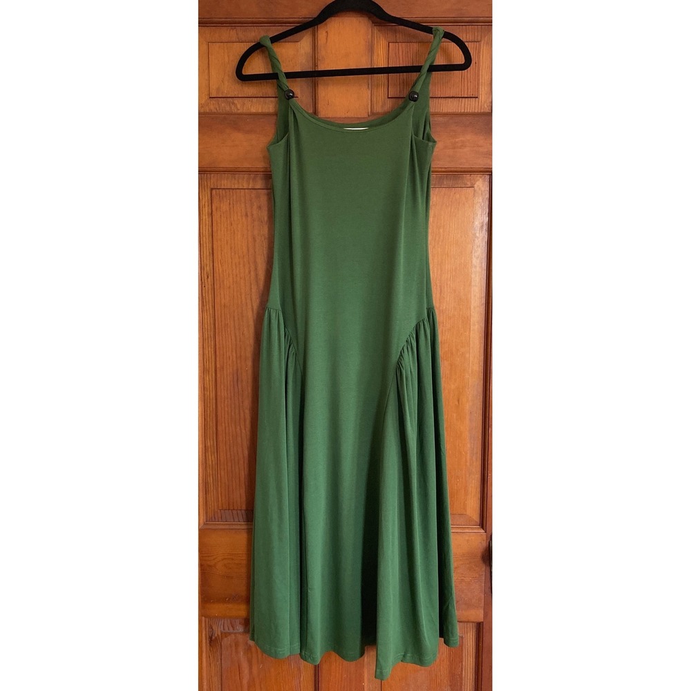 Pixie Market Womens S Green Twisted Strap Button Midi Fit & Flare Dress Indie